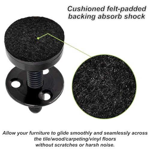 NEWBYTEK Furniture Leveling Feet Heavy Duty, Adjustable Furniture Feet Levelers Screw on Heavy Duty Desk/Chair/Cabinet/Dresser/Bench Leg Leveler, Round T-Nut Kit 3/8”-16 Thread (4 Pack, Black) - size: LONG, 4 Pack