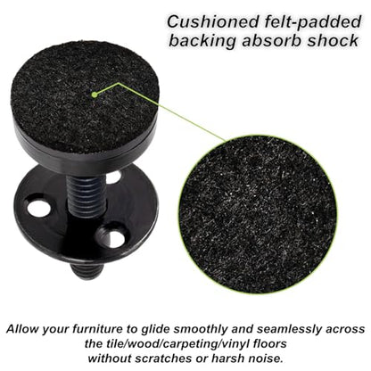 NEWBYTEK Furniture Leveling Feet Heavy Duty, Adjustable Furniture Feet Levelers Screw on Heavy Duty Desk/Chair/Cabinet/Dresser/Bench Leg Leveler, Round T-Nut Kit 3/8”-16 Thread (4 Pack, Black) - size: Short, 4 Pack