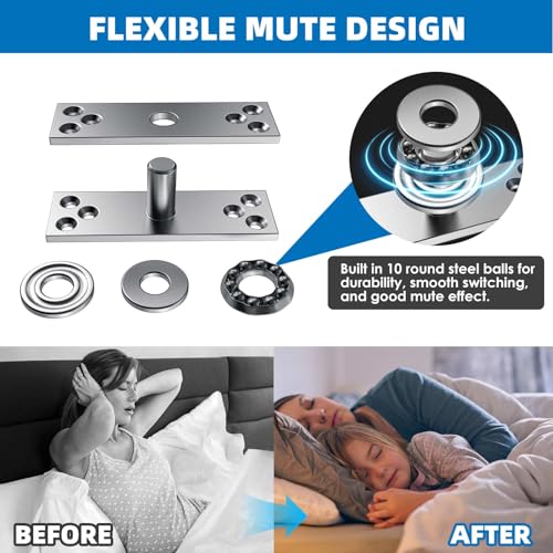 Heavy Duty Hidden Pivot Hinges 300LB Stainless Steel for Murphy Door Bookshelf Secret Room Invisible Door Hardware Kit (Center Mount,1 Set) - color: Center Mount 300 lbs 1 set