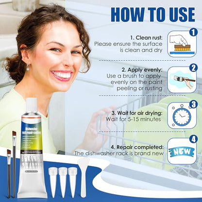 1.7oz Dishwasher Rack Repair Coating, Grey Dishwasher Vinyl Rack Rust Touch Up Paint Kit, Insulation and Waterproof, High and Low Temperature Resistant - color: Grey, size: 1.7 Ounce (Pack of 1)