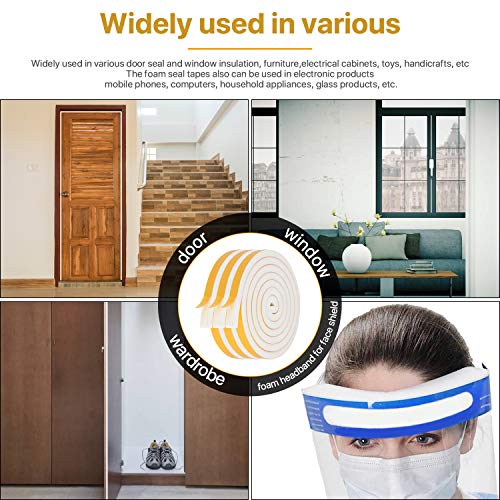 Door Weather Stripping-3 Rolls, 1/2 Inch Wide X 1/2 Inch Thick Total 20 Feet Long, Adhesive Foam Seal Tape for Window Insulation(6.5ft x 3 Rolls) - size: 1/2" (W) x 1/2" (T) x 20' (L)