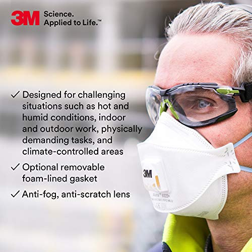 3M Safety Glasses, Solus 1000 Series, ANSI Z87, Scotchgard Anti-Fog, Clear Lens, Green/Black Frame, Removable Foam Gasket and Strap - size: Single, style: Clear Lens, Green/Black Frame With Gasket
