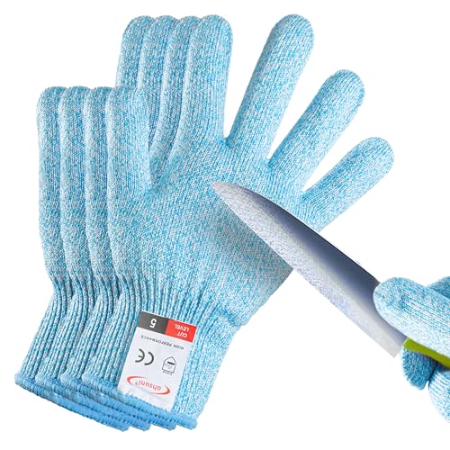 Cutting Gloves, 2 Pairs of Cut Resistant Gloves Food Grade, Cut Resistant Gloves for Kitchen, Oyster Shucking, Fish Fillet Processing, Carving Wood and Gardening(Small-Blue) - color: Blue, size: Small (Pack of 4)