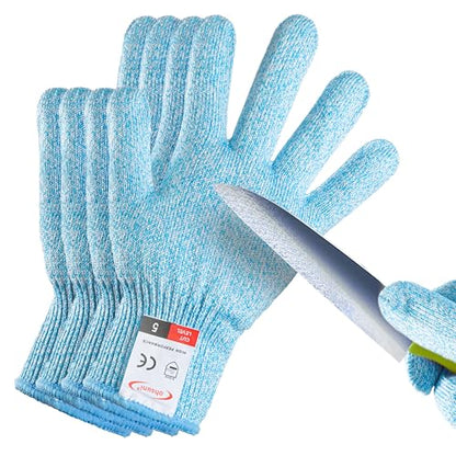 Cutting Gloves, 2 Pairs of Cut Resistant Gloves Food Grade, Cut Resistant Gloves for Kitchen, Oyster Shucking, Fish Fillet Processing, Carving Wood and Gardening(Small-Blue) - color: Blue, size: Small (Pack of 4)
