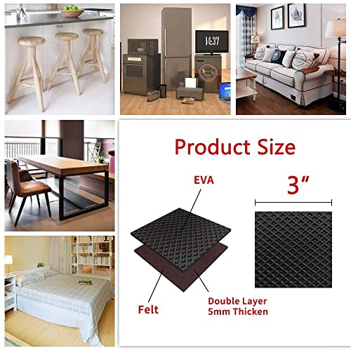 Yelanon Non Slip Furniture Pads -18pcs 3" Grippers Hardwood Floors, Non Skid for Furniture Legs,Self Adhesive Rubber Furniture Feet, Anti Slide Furniture Floors Protectors for Keep Couch Stoppers - size: 18pcs 3" Square