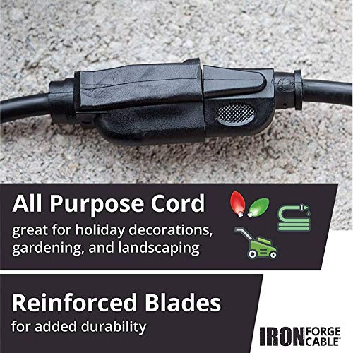 Iron Forge Cable 14 Gauge Outdoor Extension Cord 100 Ft, SJTOW 14/3 Heavy Duty Black Extension Cord 3 Prong, Oil Resistant & Flame Retardant - size: 100 Foot