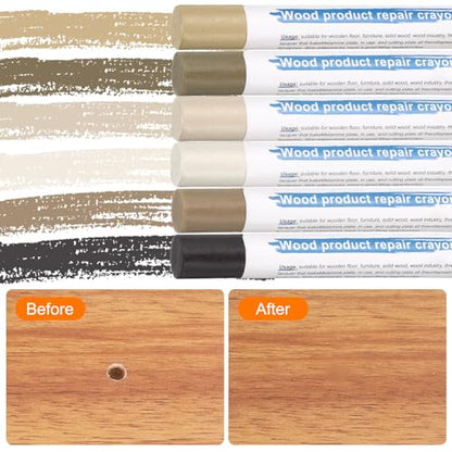 HARFINGTON Wood Filler Sticks 6 Colors Wooden Wax Touch Up Furniture Repair Crayons for Light Brown Gray, Deep Mellow Yellow, Dim Gray, Deep Chocolate, Light Dim Gray, Light Taupe - color: Silver Pears Series