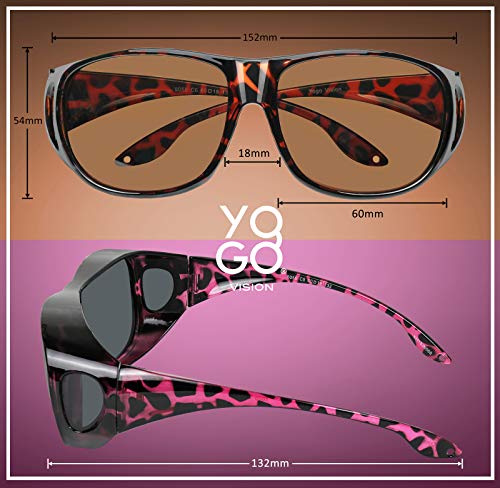 Fit Over Wrap Sunglasses Polarized Lens Wear Over Eyeglasses 100% UV Protection for Men and Women - color: 1 Pack: Brown Havana Frame and Brown Lens