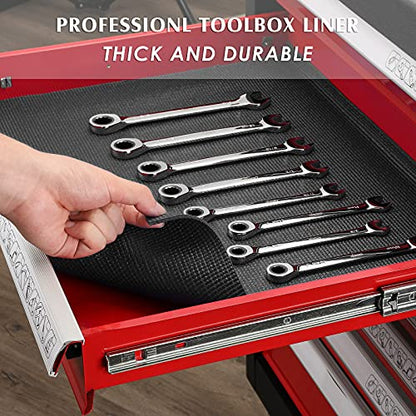 MIXPOWER Professional Tool Box Liner and Drawer Liner,Easy Cut Non-Slip Foam Rubber Toolbox Drawer Liner Mat - Adjustable Thick Cabinet Liners,Black,16 inch (Wide) x 16 feet (Long) - size: 16"W x 192"L