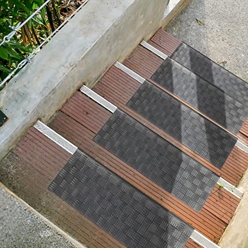 Ottomanson Outdoor Rubber Stair Treads – Ribbed Heavy-Duty Non-Slip Stair Mats – Best Grip on Concrete, Brick & Textured Step – Fastening Recommended for Wooden & RV Steps, Pack of 5 - color: Black Ribbed Squares