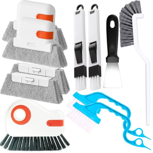 11PCS Window Track Cleaning Tools - Deep Clean Groove Gap Cleaning Brush Kit for Window/Door Tracks, Sill, Tile Lines, Kitchen Gunk, Bathroom Counters - size: Upgrade 11Pcs