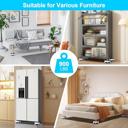 New Upgrade Furniture Sliders, Furniture Dolly with 360° Rotatable Wheels, Furniture Movers for Moving Heavy Duty Sofa, Bed, Load Capacity Up to 900lb - size: 1.25in wheels + 1 pry bar