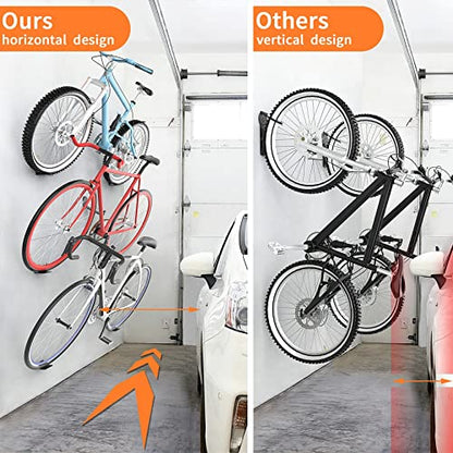 WALMANN 3 Pack Bike Pedal Hanger Wall Mount, Heavy Duty Horizontal Bike Rack for Garage Wall, Bike Display Stand for Home Holds Up to 70 LBS - color: Black-3 Pack