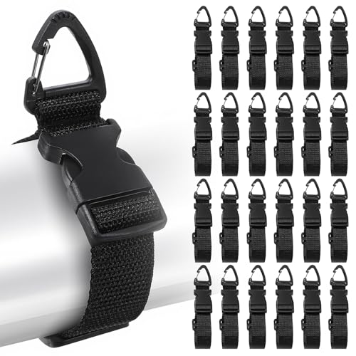 24 Pack Heavy Duty Adjustable Extension Cord Holder Organizer with Triangle Clips 17-Inch Cord Storage Straps for Garage, Workshop, Home Organization and Storage, Black