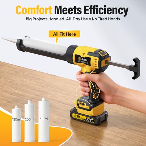 Electric Caulking Gun with 2 Batteries, 882LB Thrust, 32Pcs Cordless Caulking Tool, 6-Speed, Anti-Drip Auto-Retract, LED Light Caulk Gun for RV Sealing, DIY & Professional Use