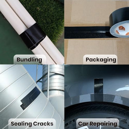 TAPEBEAR 16.5mil Thick Black Duct Tape Heavy Duty 1.88" x 105FT, Strong Tough Utility Ducting Tape Waterproof, No Residue, Flexible, Hand Tear Binding Tape for Bundle, Patch, Protect & Repair - color: Black