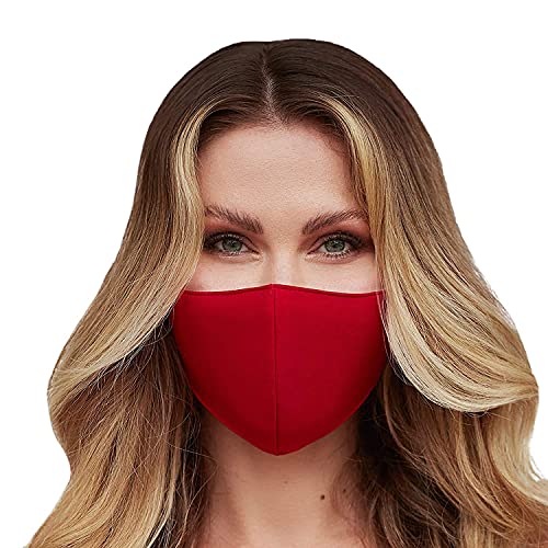 Washable Face Mask with Non-Adjustable Ear Loops & Nose Wire - color: Solid Deep Red