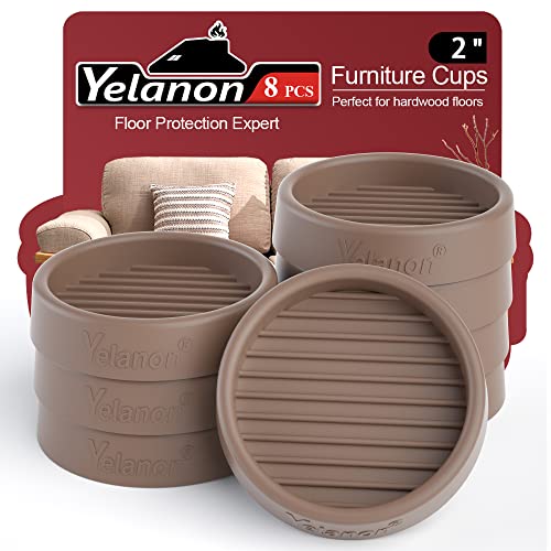 Yelanon Furniture Coasters - 8 Pcs 2”Round Furniture Caster Cups Non Slip Pads Hardwoods Floors Non Skid Grippers Rubber Furniture Feet Anti Slide Floor Protector for Bed Couch Stoppers Brown - color: 8pcs2"round Brown