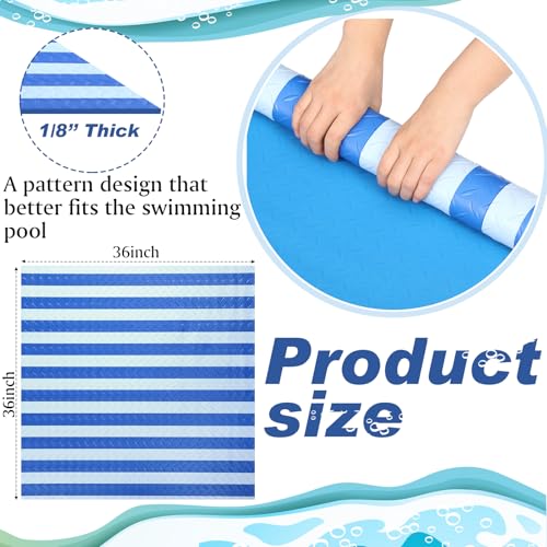 Drydiet Pool Step Mat Above Ground Ladder Mat, Swimming Protective Nonslip Step Pad with Texture, Pool Essentials Accessories for Floor Liners and Stairs, Blue and White Stripes(36 x 36 Inch) - size: 36 x 36 Inch