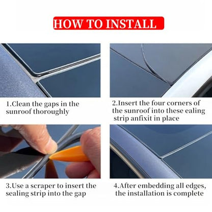 Car Sunroof Rubber Seal Strip Windshield Seal Strip Wind Noise Reduction Kit Anti-Dust Skylight Sealing Strip for Tesla Model Y with Installation Tool (for Model Y) - style: For Model Y