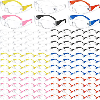 Yunsailing 96 Pairs Clear Safety Glasses Bulk Adult Safety Goggles Unisex Eye Protection Glasses Impact Resistant Protective Eyewear