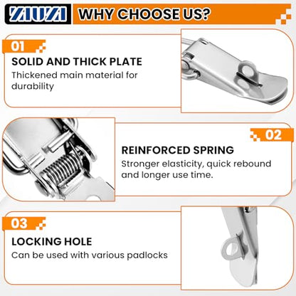 4PCS 90-Degree Angle Latch, Stainless Steel Corner Latch with Keyhole, Tool Box Hood Clasp Buckle Lock Latch with Screws for Case Box Closet - size: 4 Pack