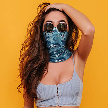Neck Gaiter Face Mask Reusable, Cloth Face Masks Bandana Balaclava Cover Scarf Shield - color: Camo-blue A001