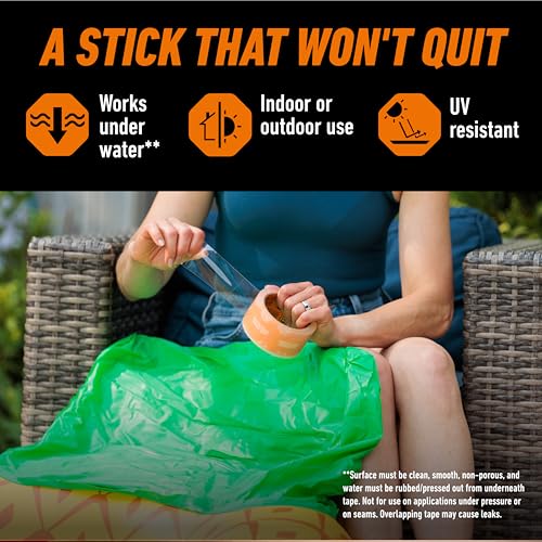 Gorilla Crystal Clear Tape, 1.88” x 18 yd (Pack of 12) - Weather Resistant for Indoor or Outdoor Projects and Repairs - size: 12- Pack