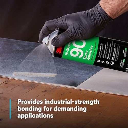 3M Hi-Strength Spray Adhesive 90, Clear Glue, Permanent, High Strength Bonding, High Tack, Bonds Laminate, Wood, Concrete, Metal, Plastic, 17.6 oz Net Wt, NOT FOR SALE IN CA AND OTHER STATES - size: 24 fl oz (Net Wt 17.6 oz), style: Hi-Strength 90