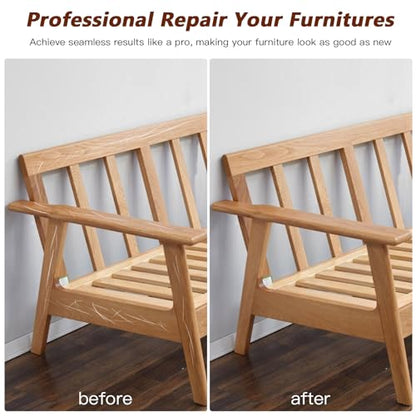 Wood Furniture Repair Kit - Wood Fillers, Putty with Wood Wax, Hardwood Laminate Repair Kit, Walnut Wood Scratch Repair Kit Restore Scratches, Cracks, Holes for Tables, Doors, Floors, Cabinet