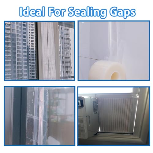 Transparent Window Weather Sealing Tape,Winter Window Seal Kit for Doors, Shower Glass Gaps,No Residue,3 Inch x 55 Yards - size: 3 Inch x 55 Yards