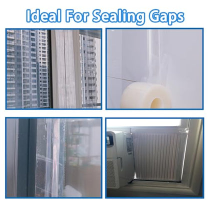 Transparent Window Weather Sealing Tape,Winter Window Seal Kit for Doors, Shower Glass Gaps,No Residue,3 Inch x 55 Yards - size: 3 Inch x 55 Yards