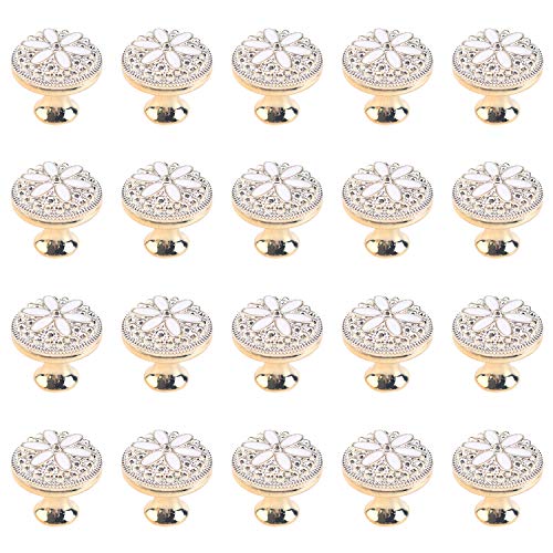Bitray Pull Handle Flower Shape Cabinet Drawer Door Knob with Screws, Pack of 20 - color: white flower