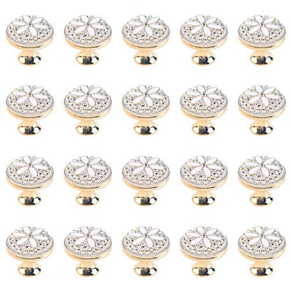 Bitray Pull Handle Flower Shape Cabinet Drawer Door Knob with Screws, Pack of 20 - color: white flower