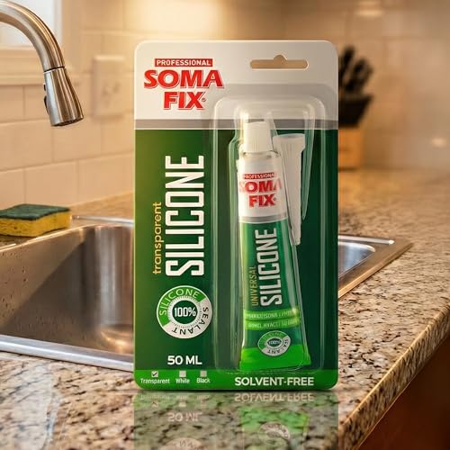Clear Silicone Caulk - Easy Squeeze Caulking Tube, Silicone Sealant for Wood, Kitchen, Bathroom, Sink, Windows - Multi Purpose & Waterproof - 1.7 fl. oz (Clear) - color: Clear