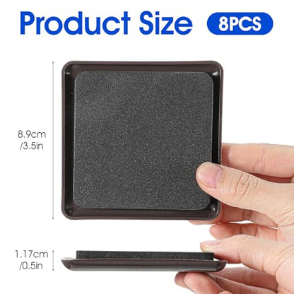 8 PCS Furniture Sliders for Carpet, Square Plastic Moving Slider, 3.5 Inch Sliders for Furniture on Carpet Protectors(Brown) - style: Square