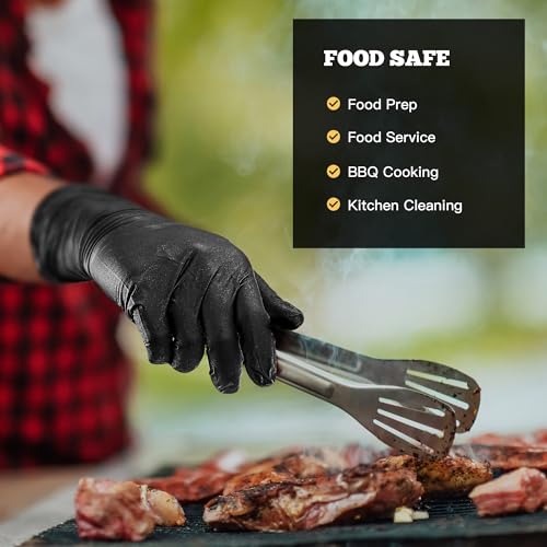 TitanFlex Heavy Duty Black Nitrile Gloves, 6 Mil, Fully Textured, Mechanic Disposable Gloves, Latex Free, Powder Free - color: 03 Black (L, 100ct)