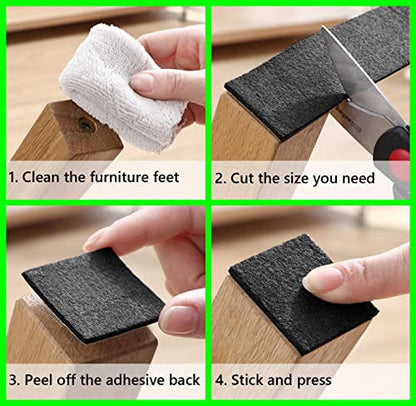 Felt Strips with Adhesive Backing, Adhesive Felt Strips, 2 Felt Rolls 2X 60 Inches Black, Felt Tape with Adhesive Backing, Furniture Felt Strips - size: 2 Rolls 2x60 Inch