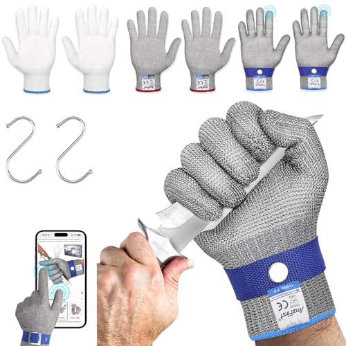 Cut Resistant Gloves Food Grade & Stainless Steel Mesh for Oyster Shucking Butcher Work Kitchen Meat and Fish Slicing Lightweight Breathable Anti-Cut Gloves(2 Pcs -Size: 9/Large) - size: Large, style: Level 9 Cut Resistant (Pack of 2)