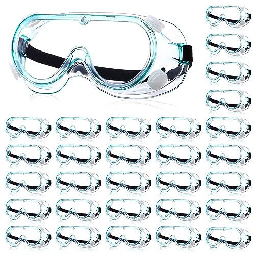 Yunsailing Protective Safety Goggles Lab Over Glasses Clear Anti Fog Eye Protection Goggles for Men Women - color: Clear Green, Black
