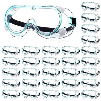 Yunsailing Protective Safety Goggles Lab Over Glasses Clear Anti Fog Eye Protection Goggles for Men Women - color: Clear Green, Black