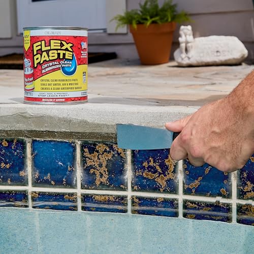 Flex Paste, Waterproof Paintable Putty, Spackle Sealant, Fill Gaps Cracks Holes - Block Out Water and Air - UV Resistant - Walls, Drywall, EPDM, Concrete, Roof, RV Repairs, Clear, Quart - size: Quart