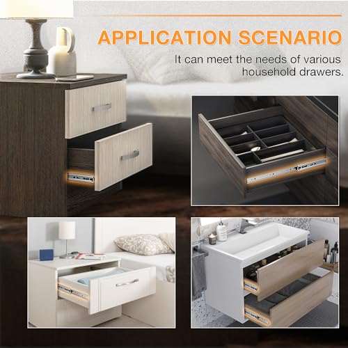 YENUO Full Extension Drawer Slides Side Mount 10 12 14 16 18 20 22 24 Inch Ball Bearing Dresser Cabinet Kitchen Rails Track Guide Glides Runners Heavy Duty 100 Lb (White-Basic - 1 Pr,20 Inch) - color: White-Basic, size: 20 Inch