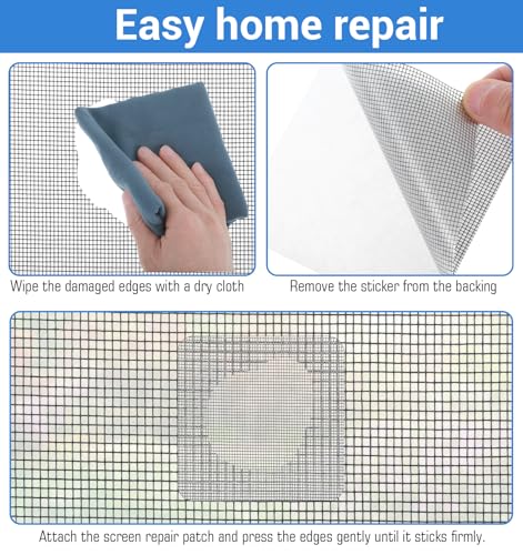 20 Pcs Screen Patches Self Adhesive, Window Mesh Screen Repair Patches Peels & Sticks, Polyurethane Mesh Repair Patch for Window & Door Tears, (Gray, 4"X4")