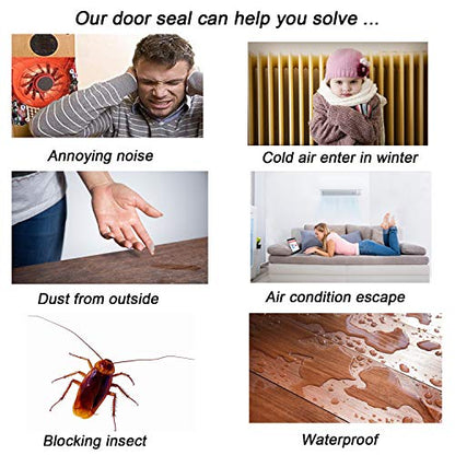 Camel Home Door Draft Stopper - Self Adhesive Door Seal, Soundproof, Weatherproof, 2" W x 39" L (2 Pack White) - color: White 2