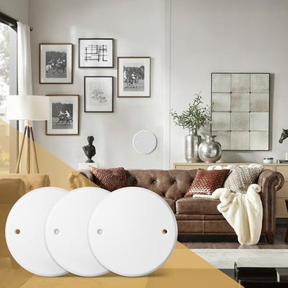 Ceiling Cover Plate,5 Inch Round Electrical Box Cover Plate for 4 Inch Electric Box,Metal Round Wall Plate for Smoke Detector,Hole Spacing 3.5 Inch - 3 Pcs(White) - color: White - 3 Pcs