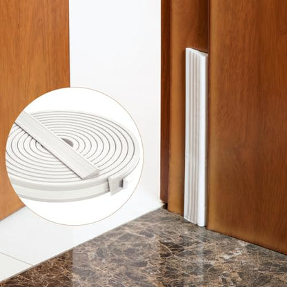 QDiShi 196" Wedge-Shape Weather Stripping Door Seal Weatherproof Foam Seals Self Adhesive Insulation Anti-Collision Strip Soundproofing Frame Insulation Tape Fits 0.13-0.31" Gaps(White) - color: White