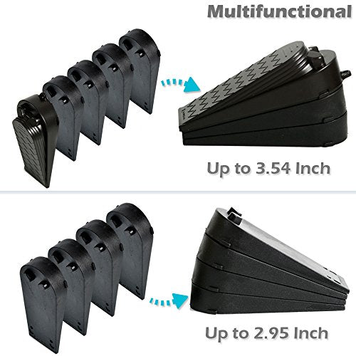 4-Pack Premium Door Stoppers with 2-in-1 Soft Rubber & Hard Plastic Design - Heavy Duty Wedge Stops for Floor Gaps, Child & Finger Safety, Fits Carpet/Tile/Hardwood Floors (Black) - size: 4pcs Set