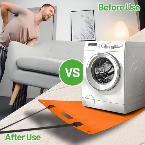 Large Appliance Slider with Pull Strap,Furniture Moving Sliders for Floor Protection Premium Moving Mat for Tile Carpet and Hardwood Floor (49'' x 30'' Orange) - size: 49'' x 30'' Orange