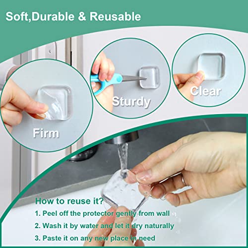 Door Stopper Wall Protector - Wall Shield Bumper Guard from Door Knobs,Sturdy Self Adhesive,Soft and Transparent,Washable Reusable Shock Absorbent Gel for Home Office (Thicken Square, 6pcs) - size: 6 Pieces, style: Thicken Square